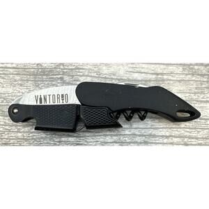 Vintorio Waiters Friend Corkscrew Foil Cutter Bottle Opener Black Stainless {TT}